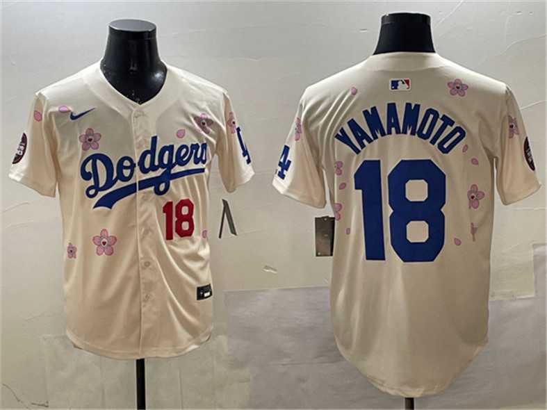 Men%27s Los Angeles Dodgers #18 Yoshinobu Yamamoto Cream 2025 Tokyo Series Limited Stitched Jersey->los angeles dodgers->MLB Jersey